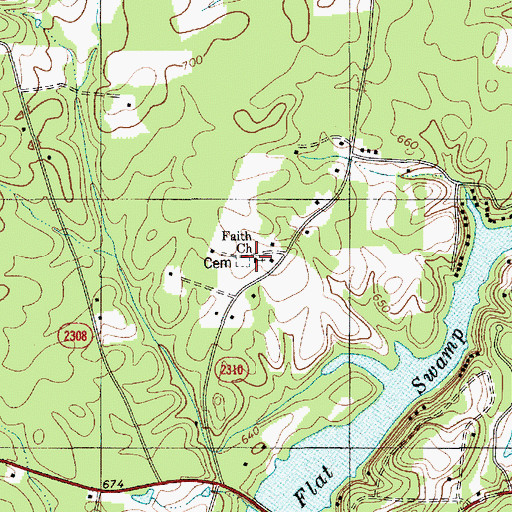 Topographic Map of Faith Church, NC