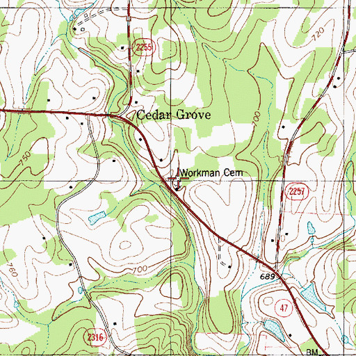 Topographic Map of Workman Cemetery, NC