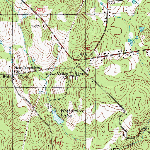 Topographic Map of Silver Valley Baptist Church, NC
