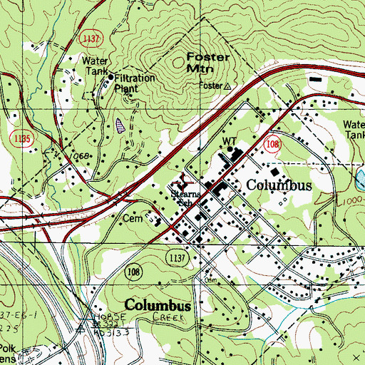 Topographic Map of Stearns School, NC