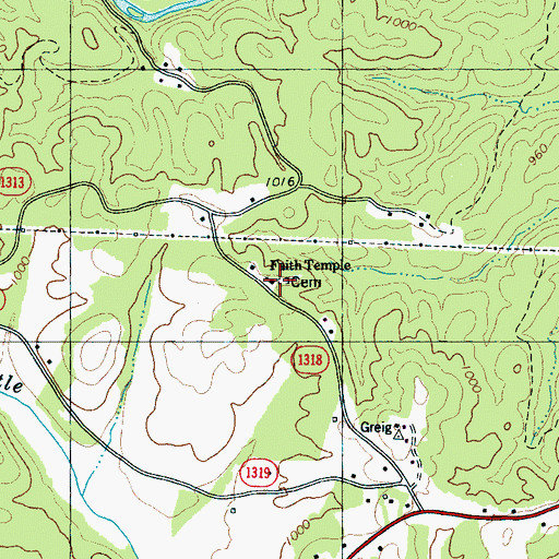 Topographic Map of Faith Temple, NC