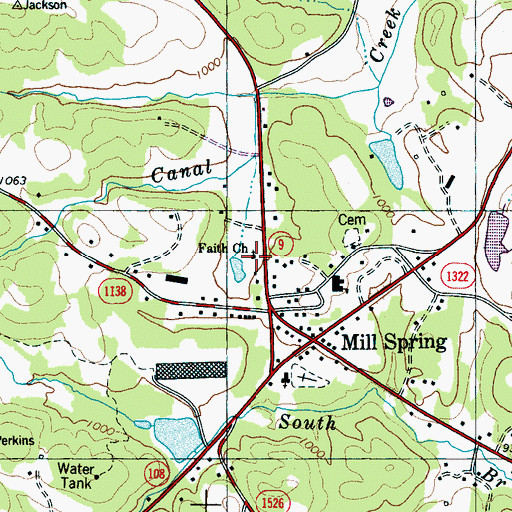 Topographic Map of Faith Church, NC
