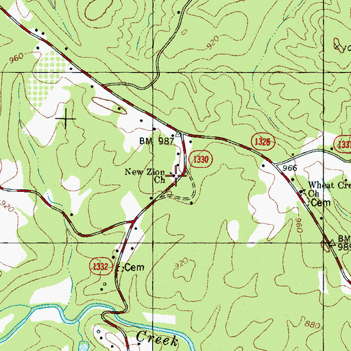 Topographic Map of New Zion Church, NC