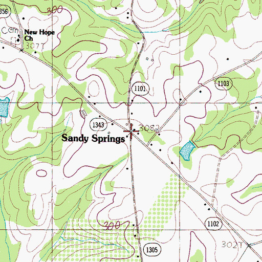 Topographic Map of Sandy Springs, NC
