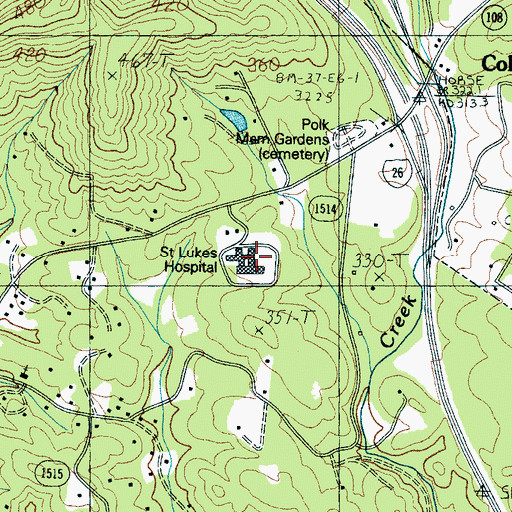 Topographic Map of Saint Luke's Hospital, NC