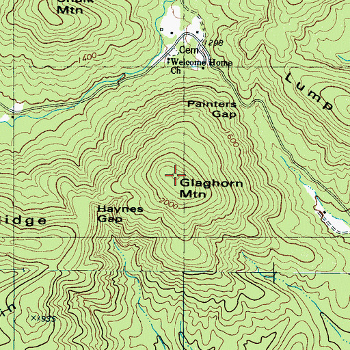 Topographic Map of Glaghorn Mountain, NC