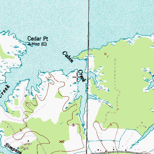 Topographic Map of Cabin Creek, NC
