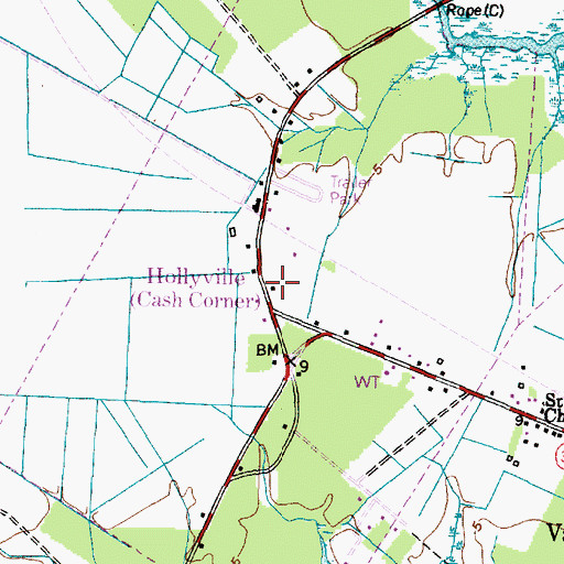 Topographic Map of Hollyville, NC