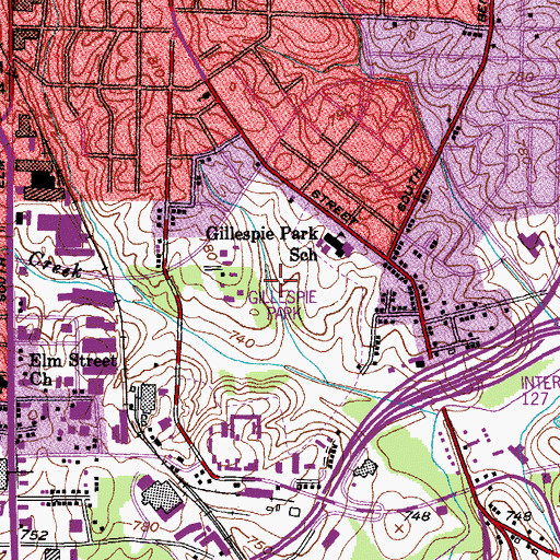 Topographic Map of Gillespie Park Golf Course (historical), NC