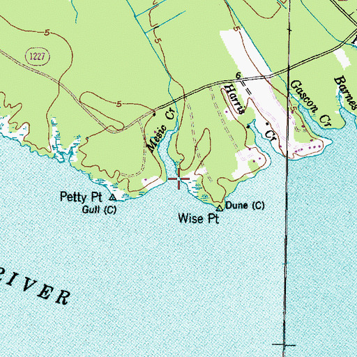 Topographic Map of Mesic Creek, NC