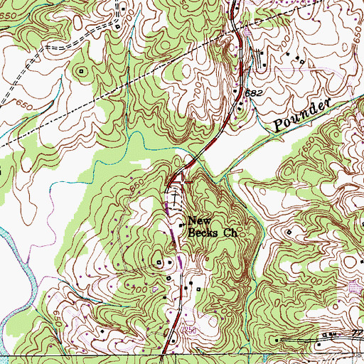 Topographic Map of Old Becks Church (historical), NC
