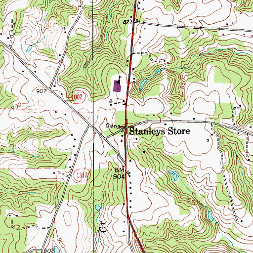 Topographic Map of Stanleys Store, NC