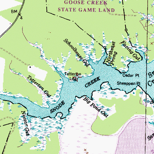 Topographic Map of Tetterton Landing, NC