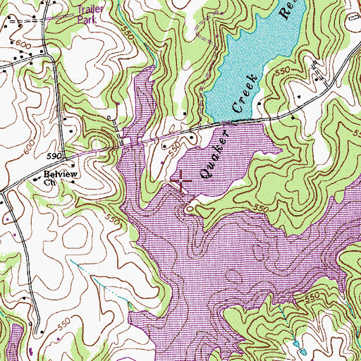 Topographic Map of Graham City Lake Number Two Dam (historical), NC