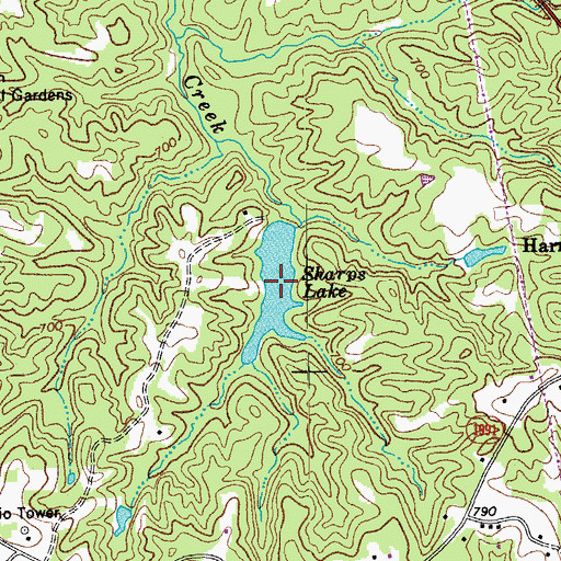 Topographic Map of Sharps Lake, NC