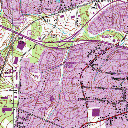 Topographic Map of Amber Park, NC