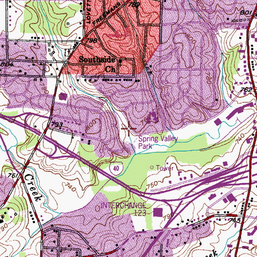 Topographic Map of Spring Valley Park, NC