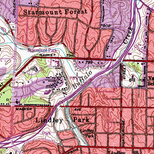 Topographic Map of Starmount Park, NC