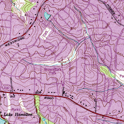 Topographic Map of Brown Bark Park, NC