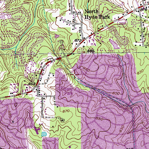 Topographic Map of Tiffany Park, NC