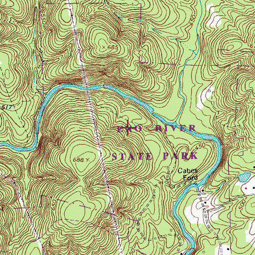 Topographic Map of Eno River State Park, NC