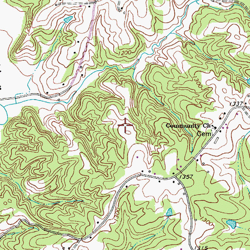 Topographic Map of Community Church, NC