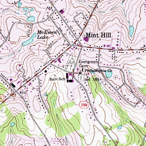 Topographic Map of Bain Elementary School, NC
