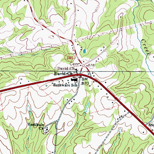 Topographic Map of Bethware Elementary School, NC