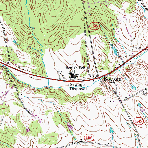 Topographic Map of Beulah Elementary School, NC