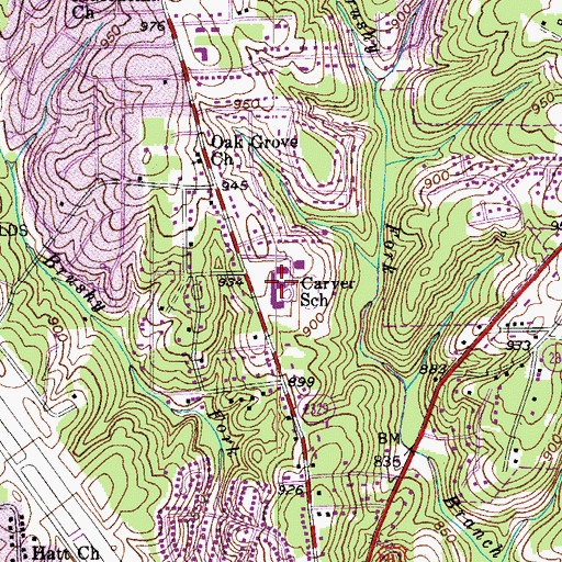 Topographic Map of Carver High School, NC