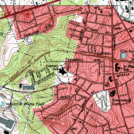 Topographic Map of Belmont Central Elementary School, NC