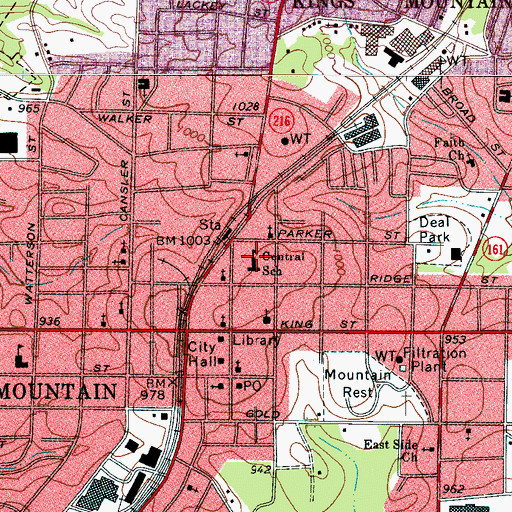 Topographic Map of Central Middle School, NC