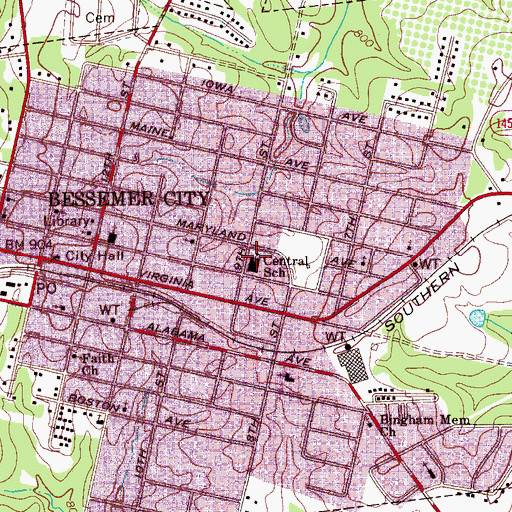 Topographic Map of Bessember City Central Elementary School, NC
