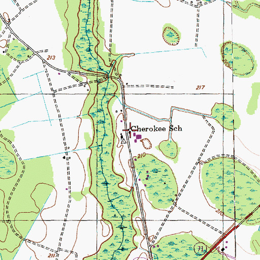 Topographic Map of Cherokee Elementary School, NC