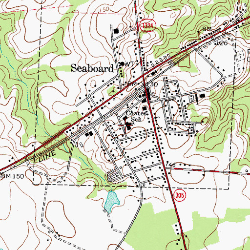 Topographic Map of Seaboard-Coates Elementary School, NC