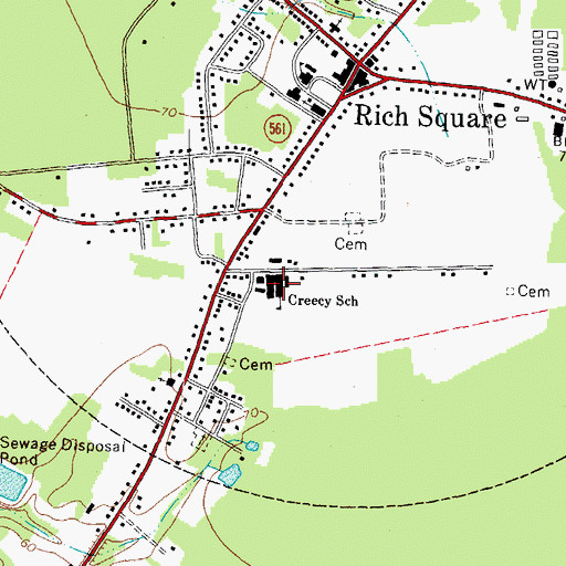Topographic Map of Rich Square-W S Creecy Elementary School, NC