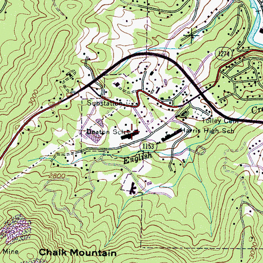 Topographic Map of Deaton School, NC