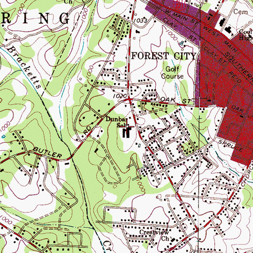 Topographic Map of Dunbar Elementary School, NC