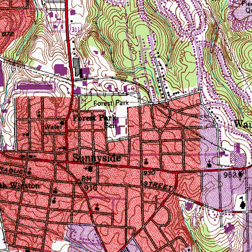 Topographic Map of Forest Park Elementary School, NC