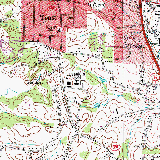 Topographic Map of Franklin Elementary School, NC