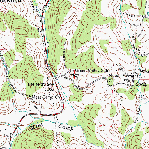 Topographic Map of Green Valley Elementary School, NC