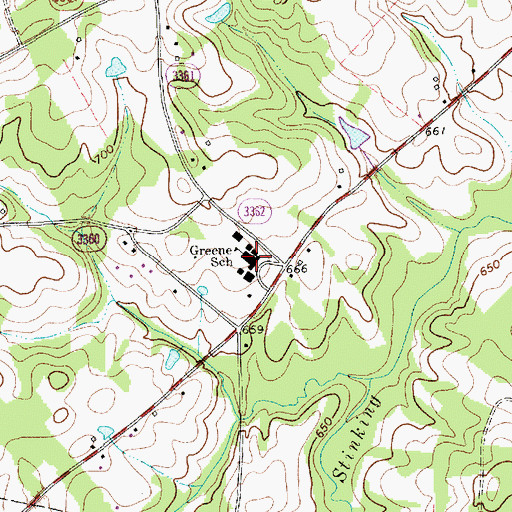 Topographic Map of Nathanael Greene Elementary School, NC