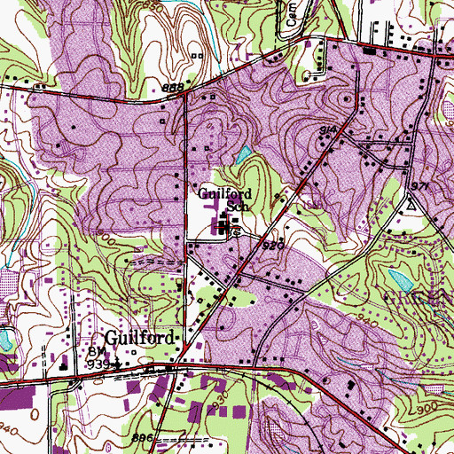 Topographic Map of Guilford Middle School, NC