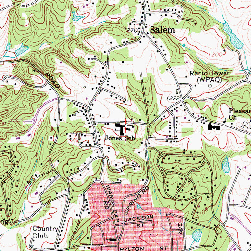 Topographic Map of Jones Elementary School, NC