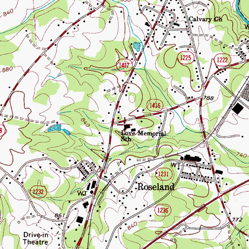 Topographic Map of Love Memorial Elementary School, NC