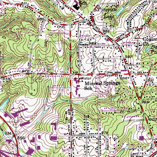 Topographic Map of Mineral Springs Elementary School, NC