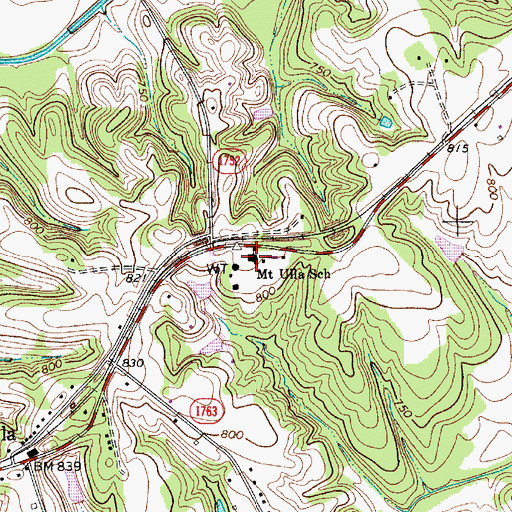Topographic Map of Mount Ulla Elementary School, NC