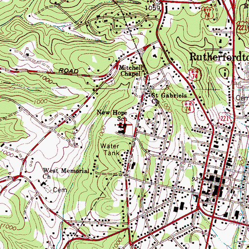 Topographic Map of New Hope Elementary School, NC
