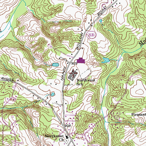 Topographic Map of Northwest Junior High School, NC