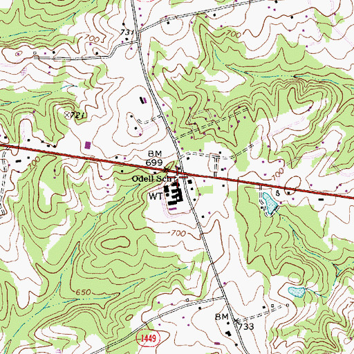 Topographic Map of Odell High School, NC
